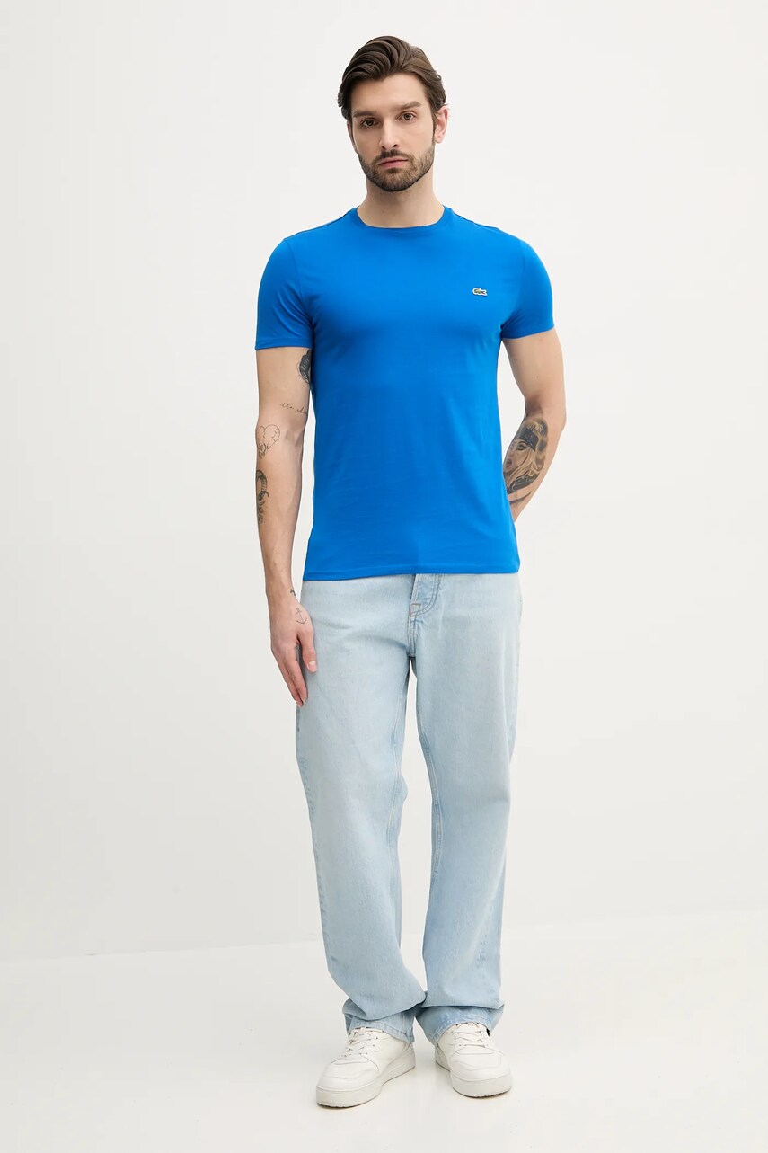 Бавовняна футболка Lacoste чоловіча колір білий однотонна TH6709