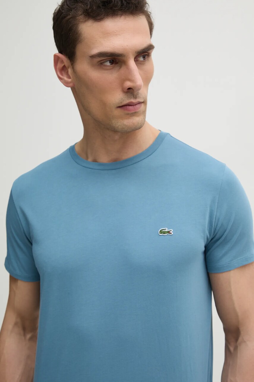 Бавовняна футболка Lacoste чоловіча колір білий однотонна TH6709