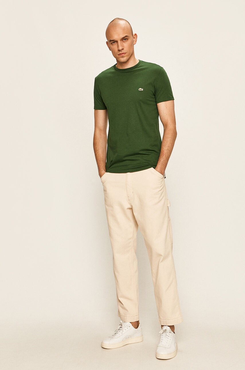 Бавовняна футболка Lacoste колір зелений однотонний TH6709-001.
