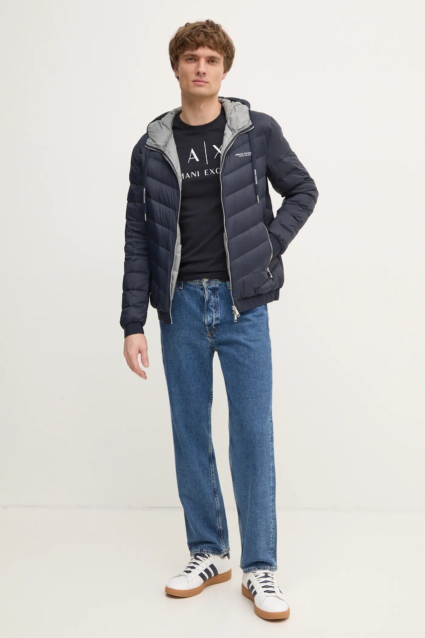 Футболка Armani Exchange чоловічий колір синій з принтом