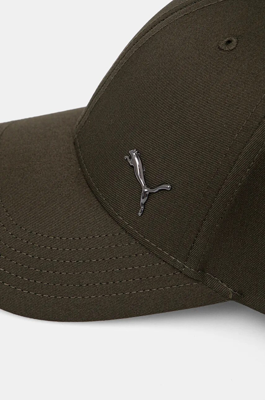 Кепка Puma колір зелений однотонна 21269