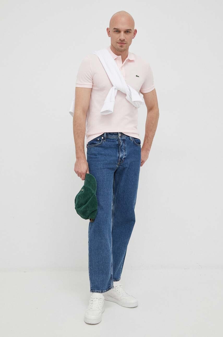 Купити Бавовняне поло Lacoste колір рожевий однотонний PH4012-001 – головне зображення