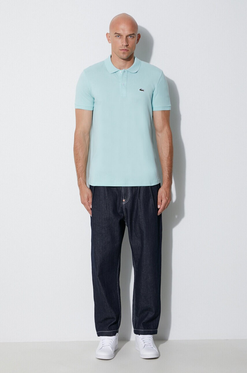 Бавовняне поло Lacoste колір бірюзовий однотонний PH4012-001