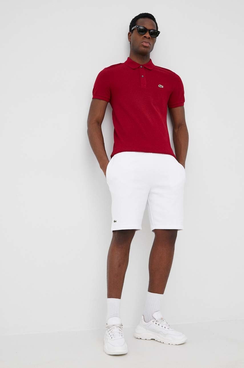 Бавовняне поло Lacoste колір бордовий однотонний PH4012-001