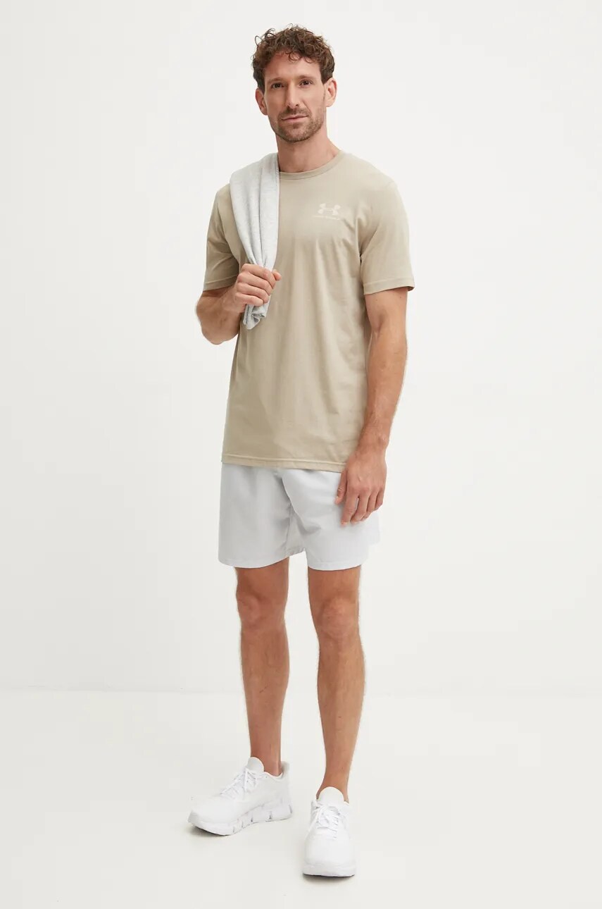 Футболка Under Armour SPORTSTYLE LEFT CHEST чоловічий колір бежевий однотонний 1326799