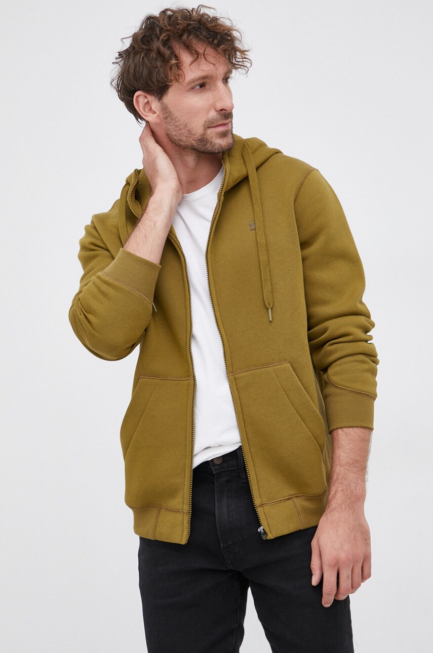 Кофта G-Star Raw чоловіча колір зелений гладка
