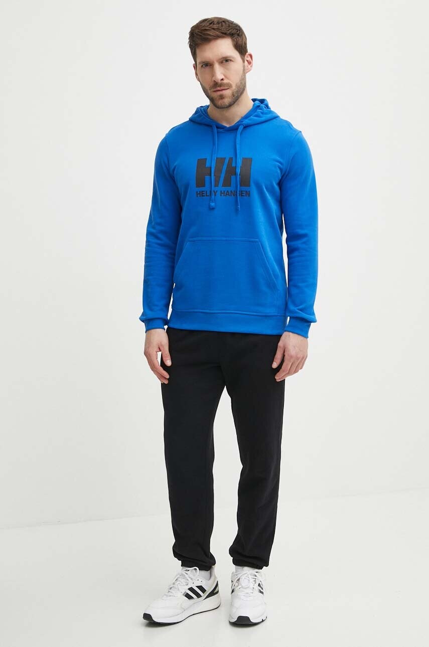 Бавовняна кофта Helly Hansen чоловіча з капюшоном з аплікацією