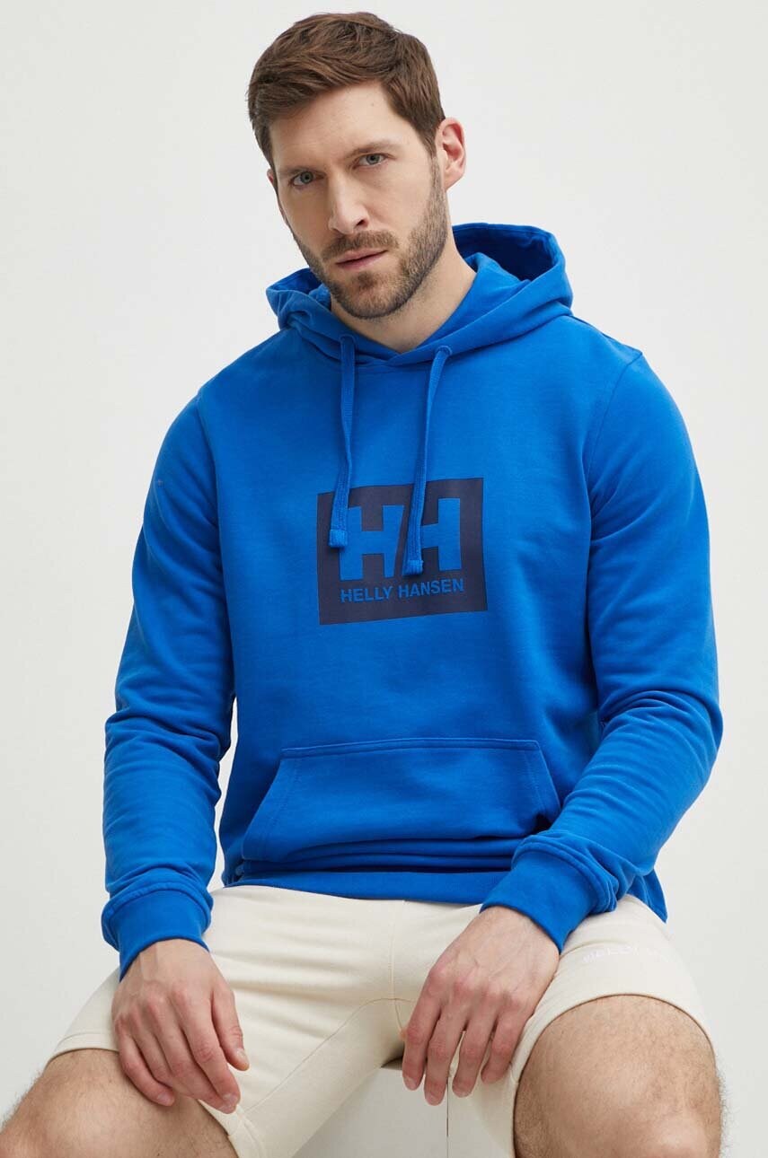 Бавовняна кофта Helly Hansen з капюшоном з принтом