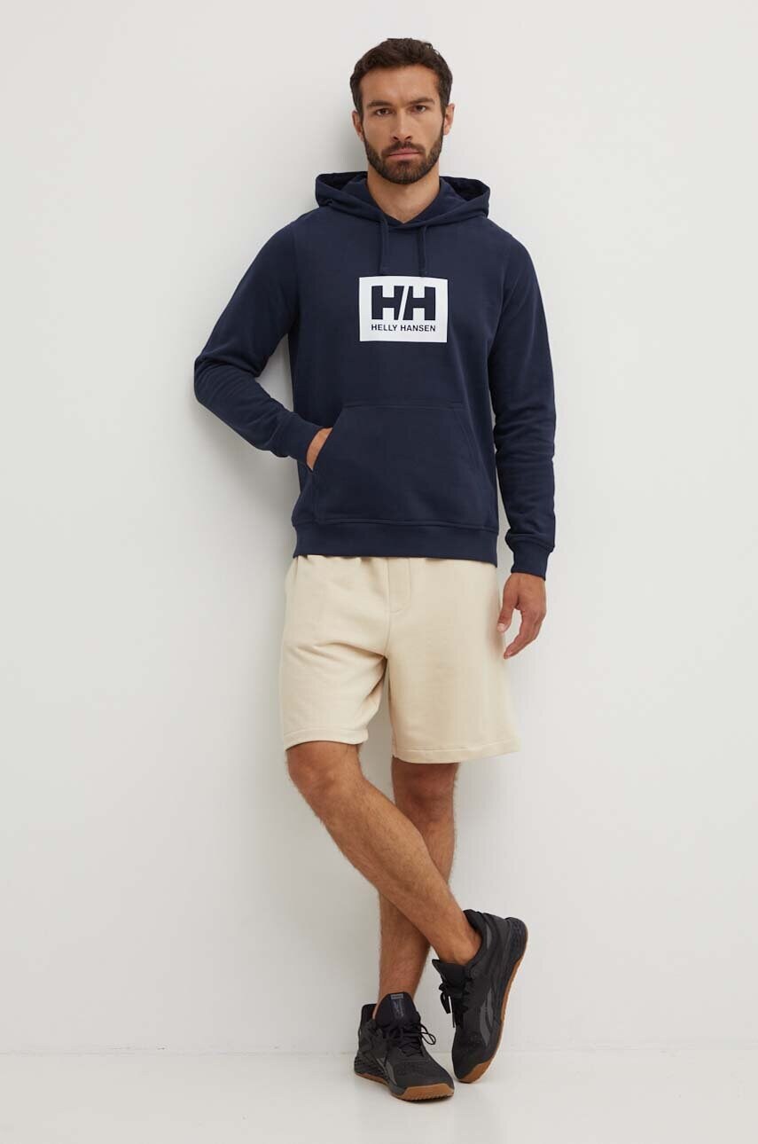 Бавовняна кофта Helly Hansen колір синій з принтом 53289-597