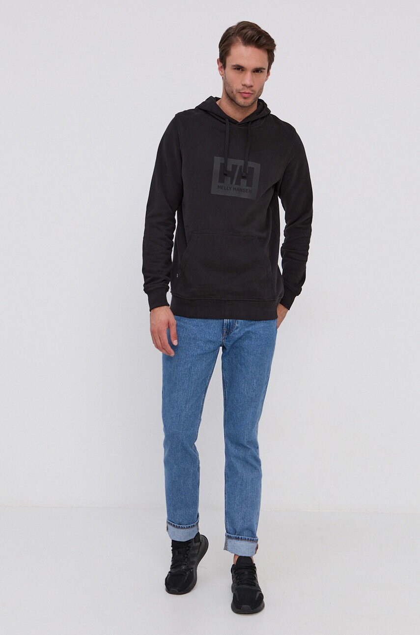 Бавовняна кофта Helly Hansen колір чорний з принтом 53289-597