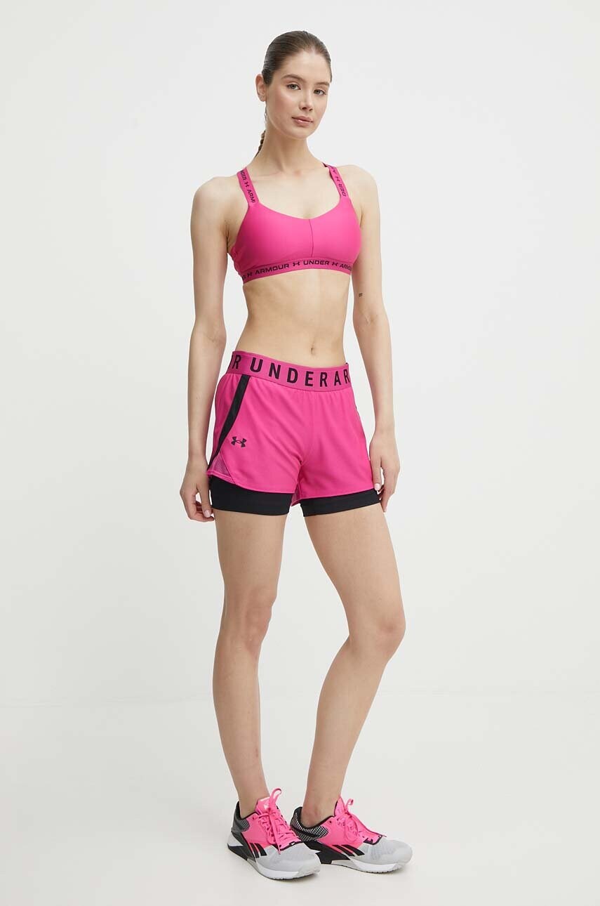 Шорти для тренувань Under Armour жіночі колір рожевий з принтом висока посадка