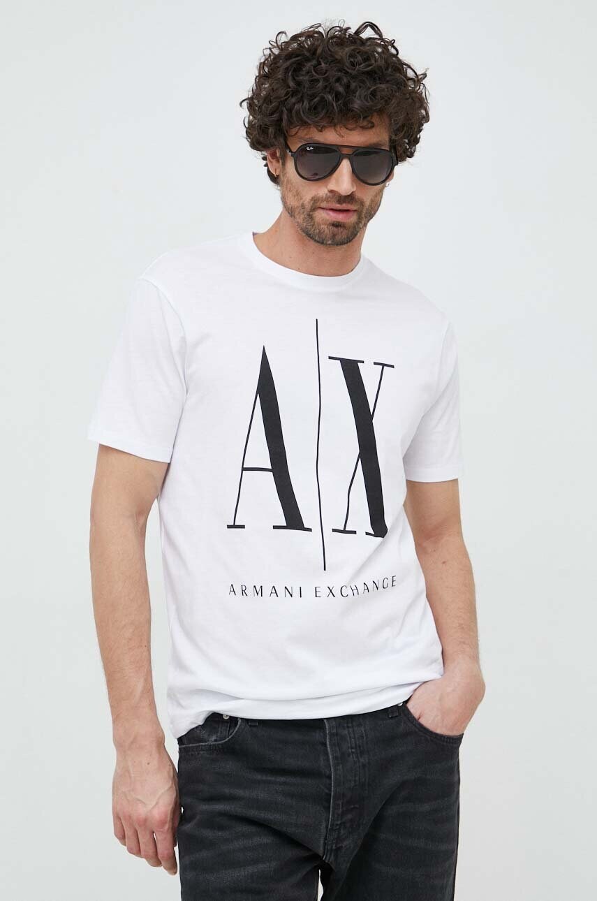 Бавовняна футболка Armani Exchange Колір білий з принтом