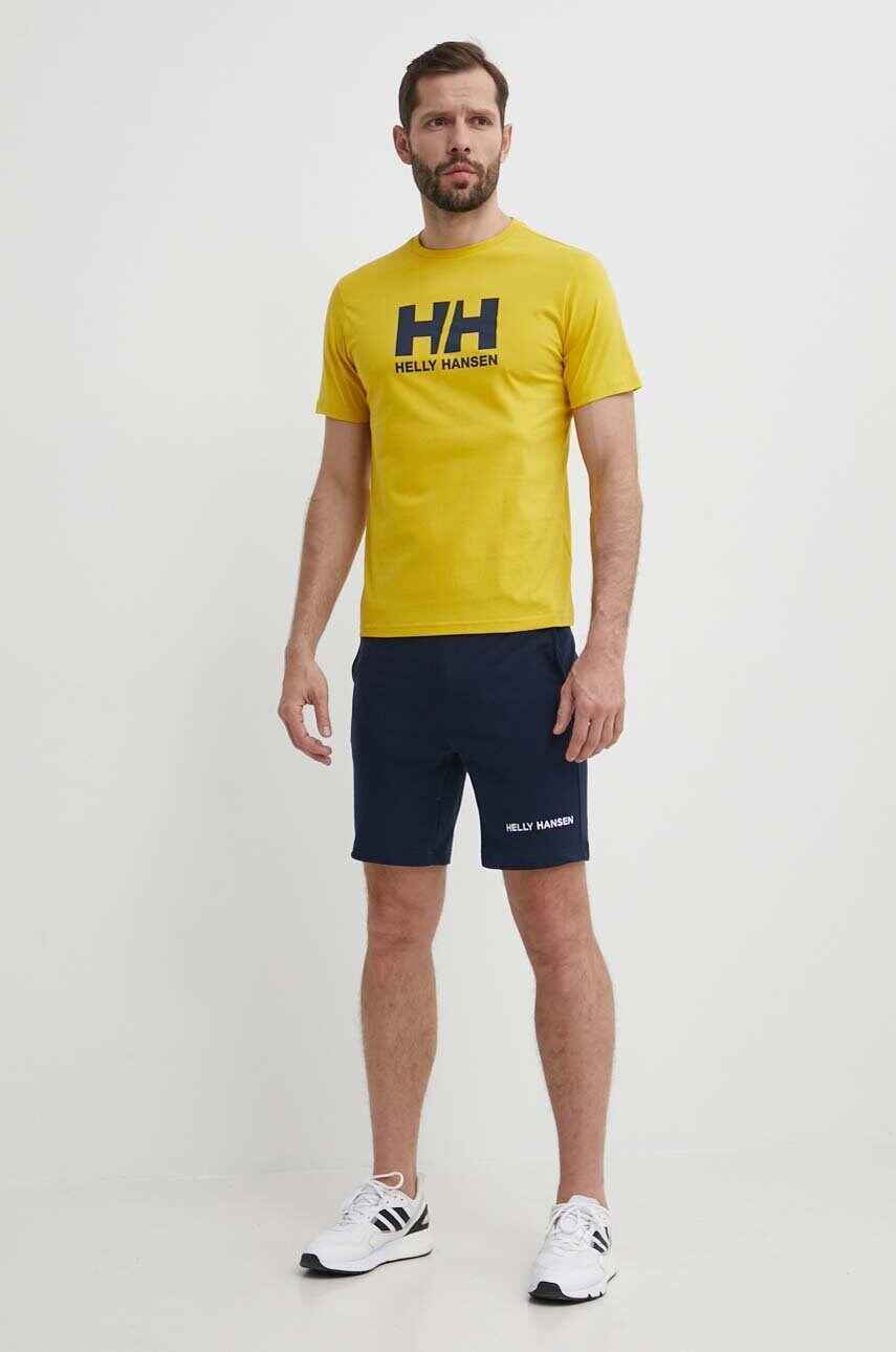 Бавовняна футболка Helly Hansen чоловічий колір білий з аплікацією