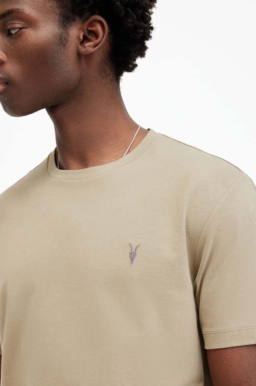 Бавовняна футболка AllSaints BRACE SS CREW чоловіча колір рожевий однотонна MD131G