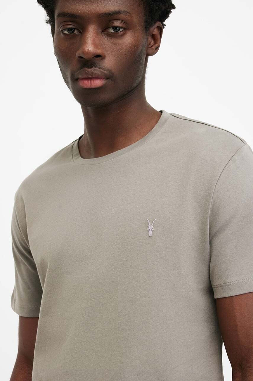 Бавовняна футболка AllSaints BRACE SS CREW чоловіча колір рожевий однотонна MD131G