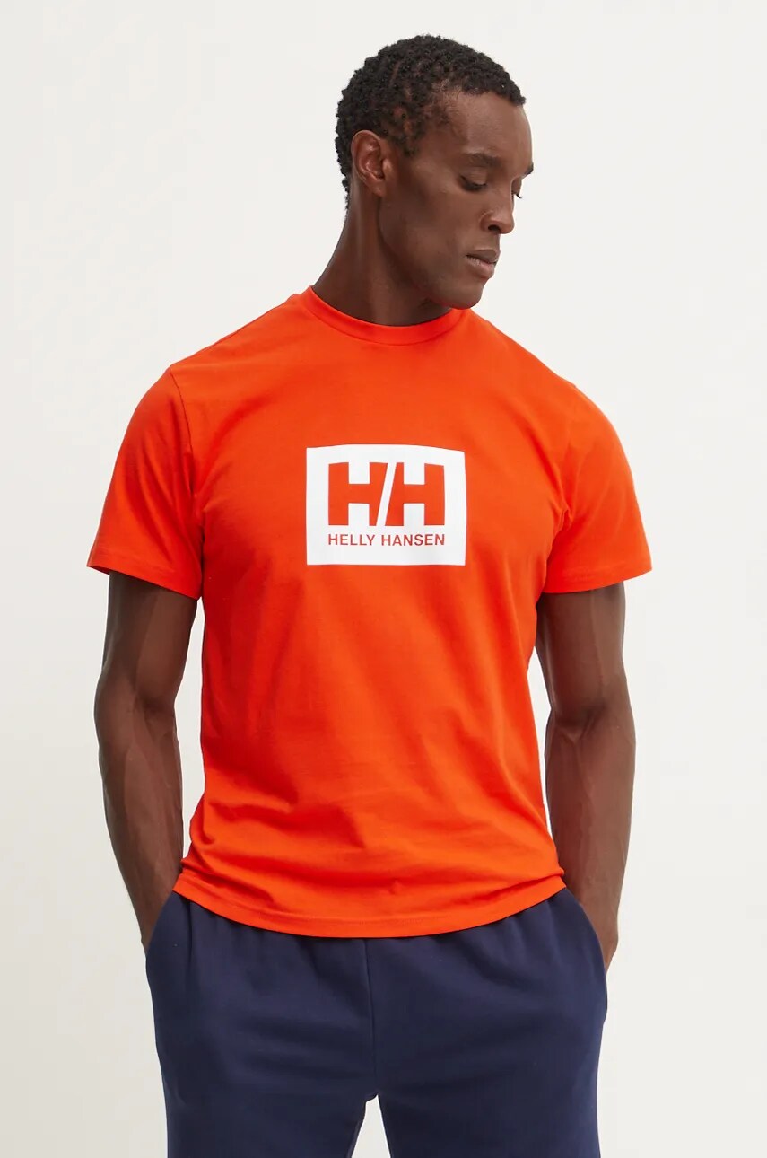 Бавовняна футболка Helly Hansen TOKYO колір помаранчевий з принтом 53285