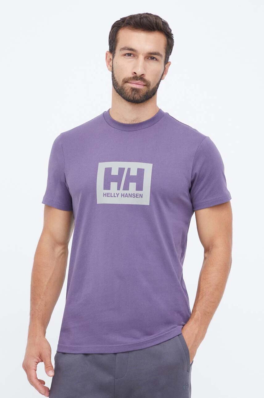 Бавовняна футболка Helly Hansen TOKYO колір фіолетовий з принтом 53285