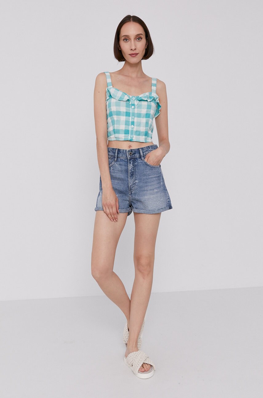 Блузка Pepe Jeans VALENTINA жіноча колір бірюзовий в клітинку