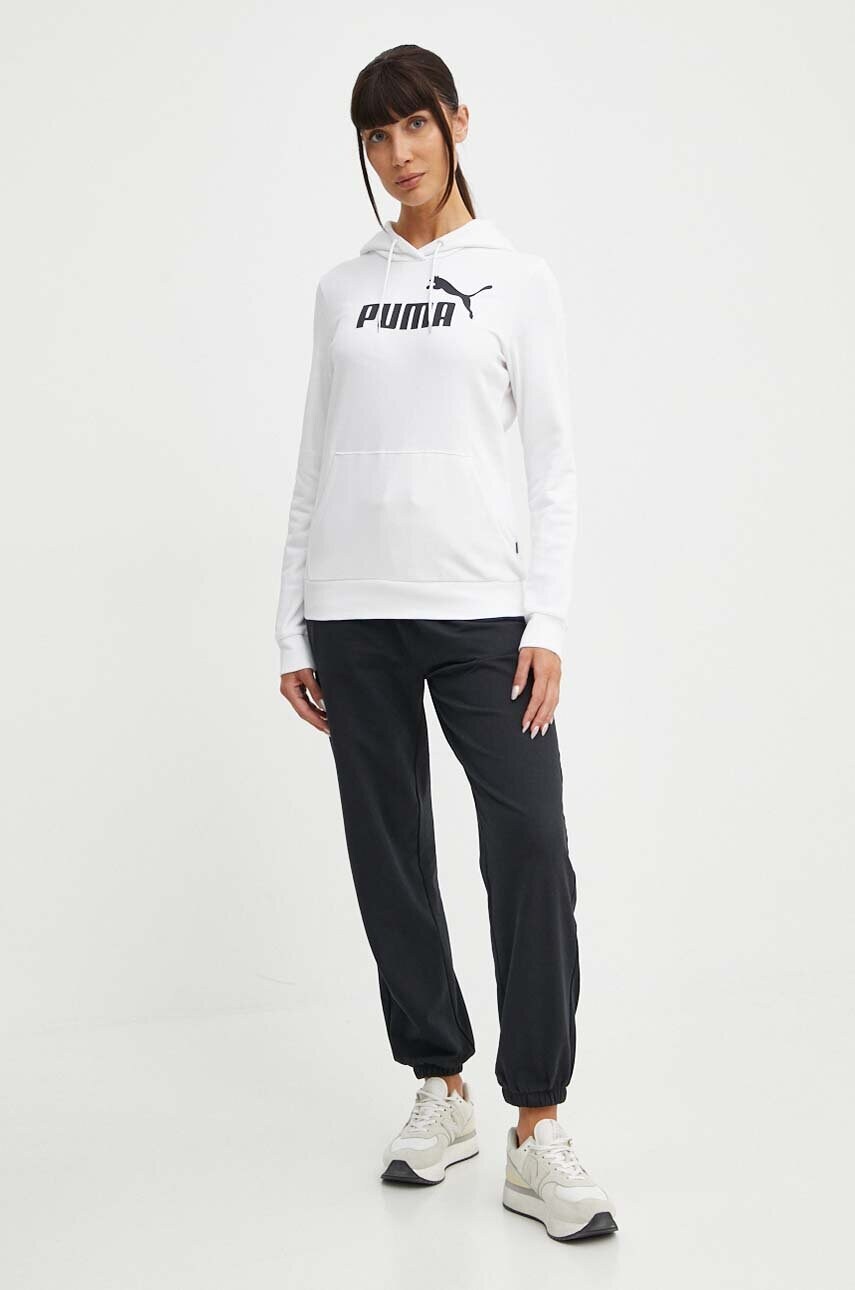 Кофта Puma жіноча колір білий з капюшоном з принтом