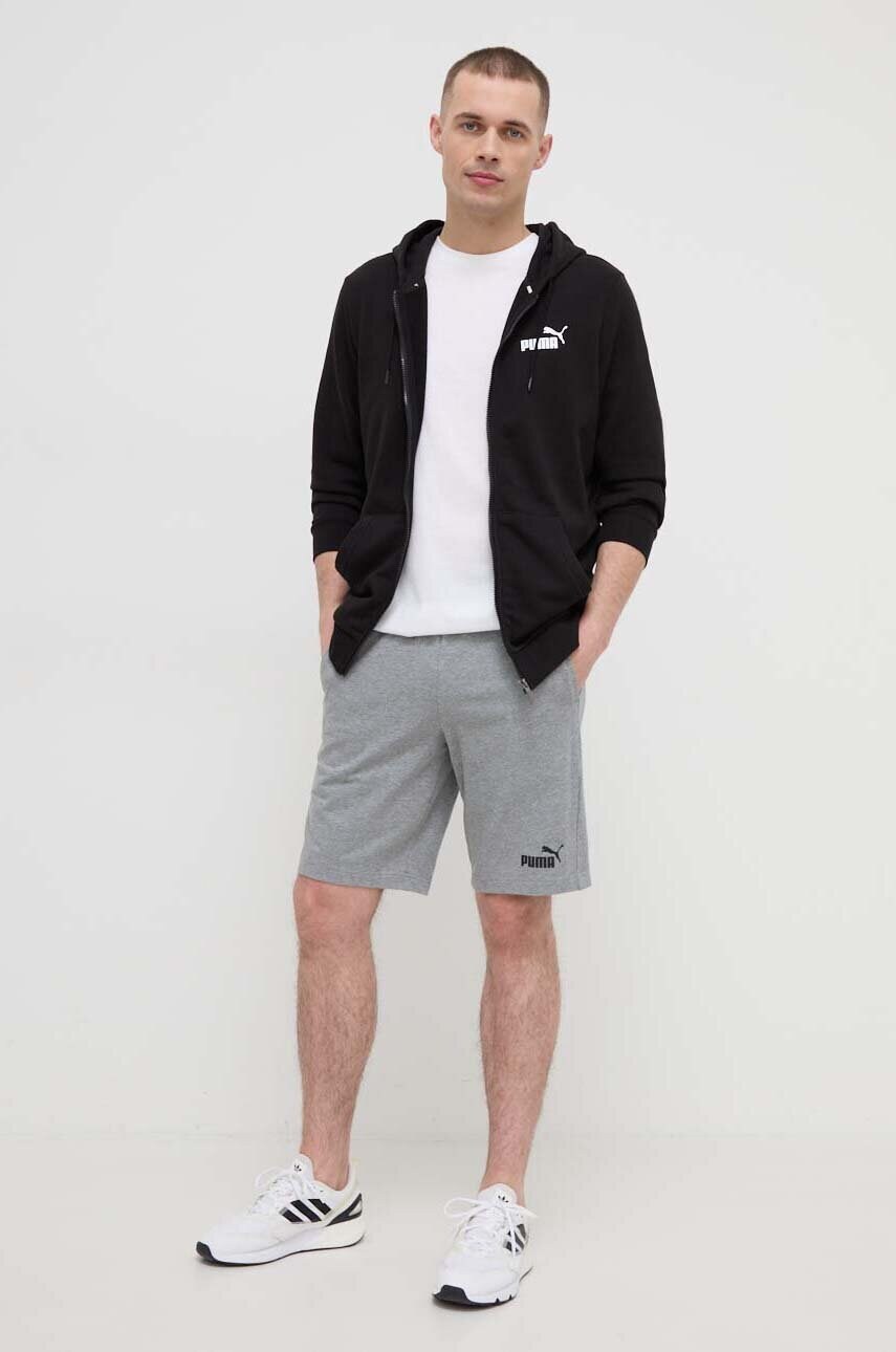 Кофта Puma чоловіча колір чорний з капюшоном однотонна