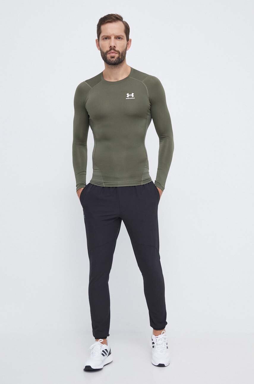 Лонгслів для тренувань Under Armour колір зелений однотонний