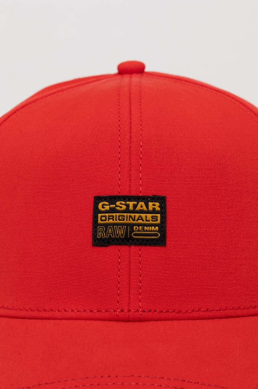 Бавовняна шапка G-Star Raw колір червоний однотонна