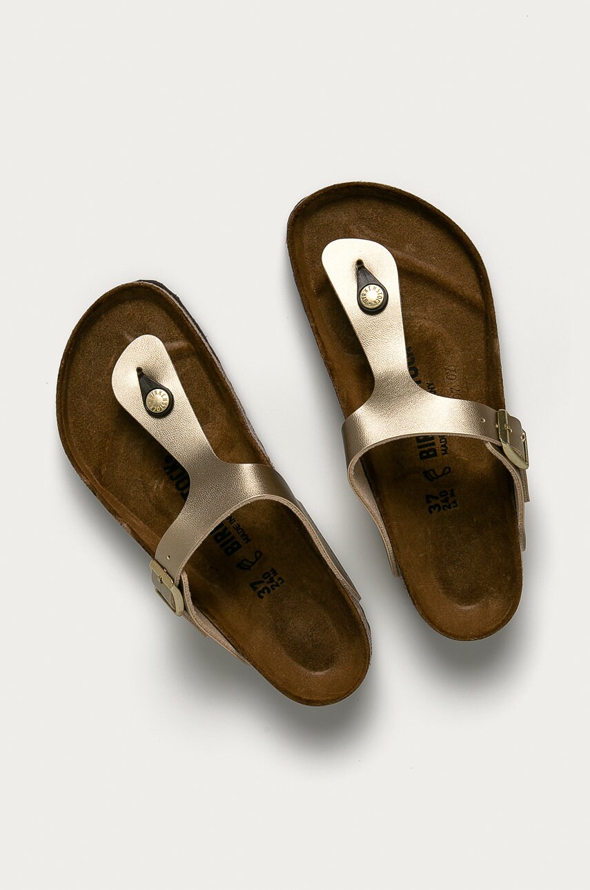 В'єтнамки Birkenstock Gizeh жіночі колір золотий на плоскому ходу 1016108
