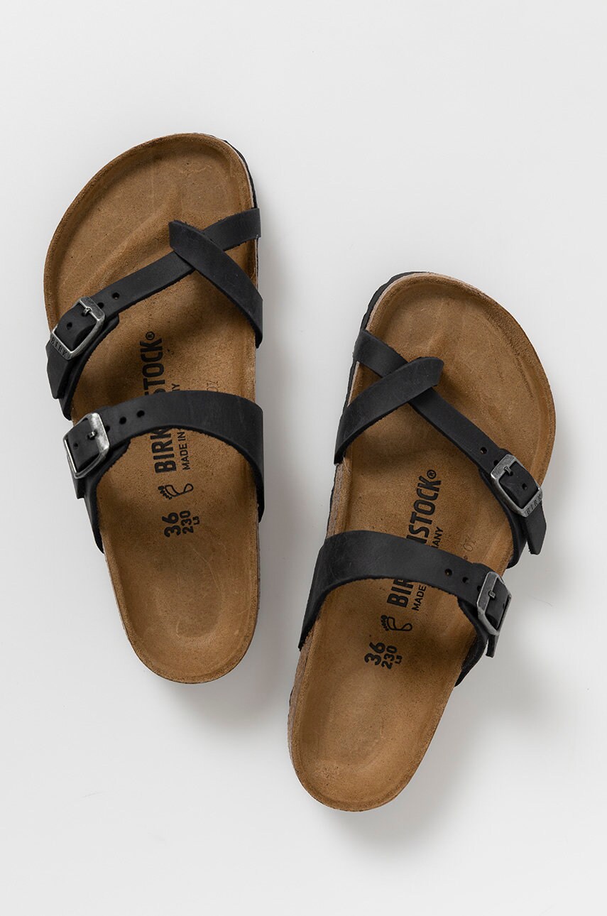 Шкіряні шльопанці Birkenstock Mayari жіночі колір чорний 171481