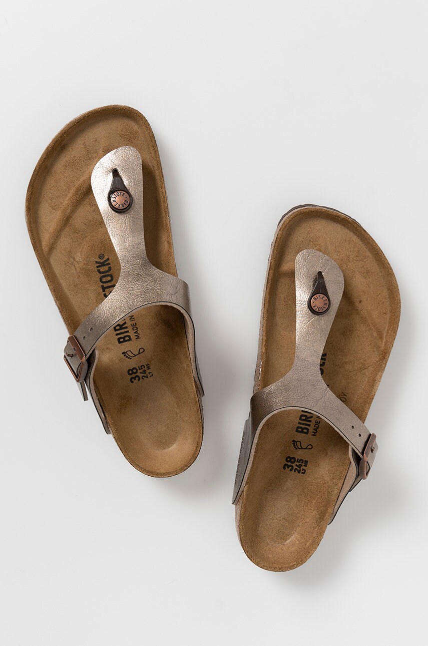 В'єтнамки Birkenstock Gizeh жіночі колір бежевий на плоскому ходу 1016144