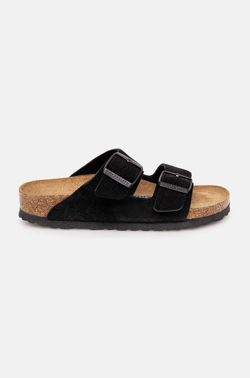 Замшеві шльопанці Birkenstock Arizona SFB жіночі колір чорний 951323