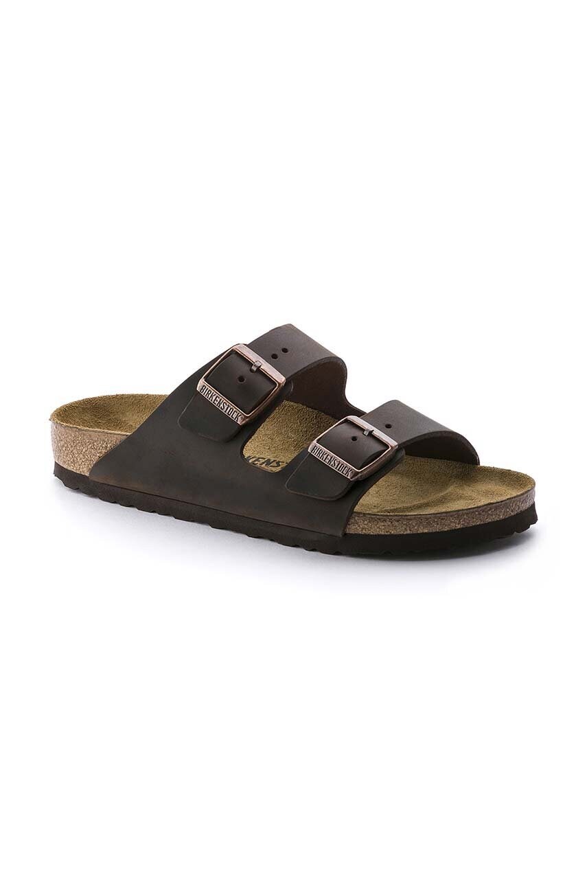 Шкіряні шльопанці Birkenstock Arizona чоловічі колір коричневий 52531