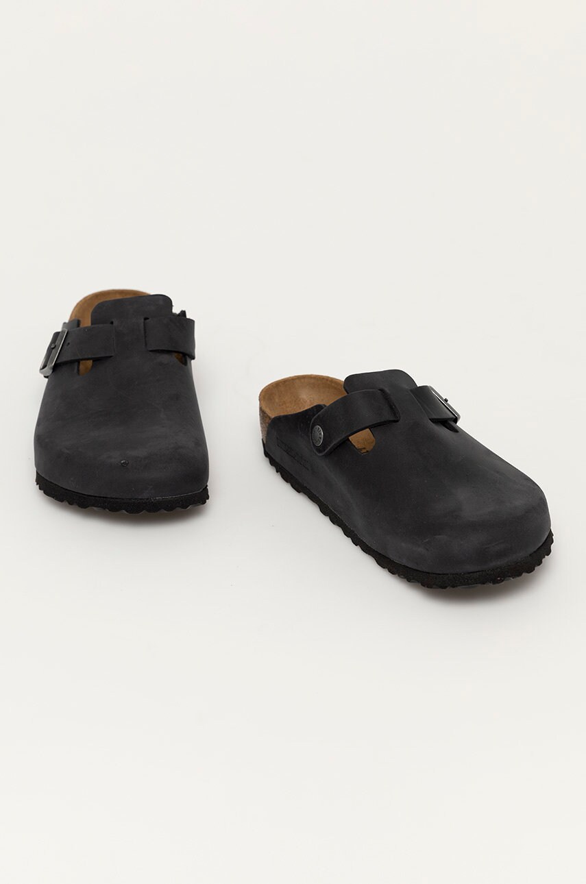 Шльопанці з нубуку Birkenstock Boston SFB колір чорний 59461