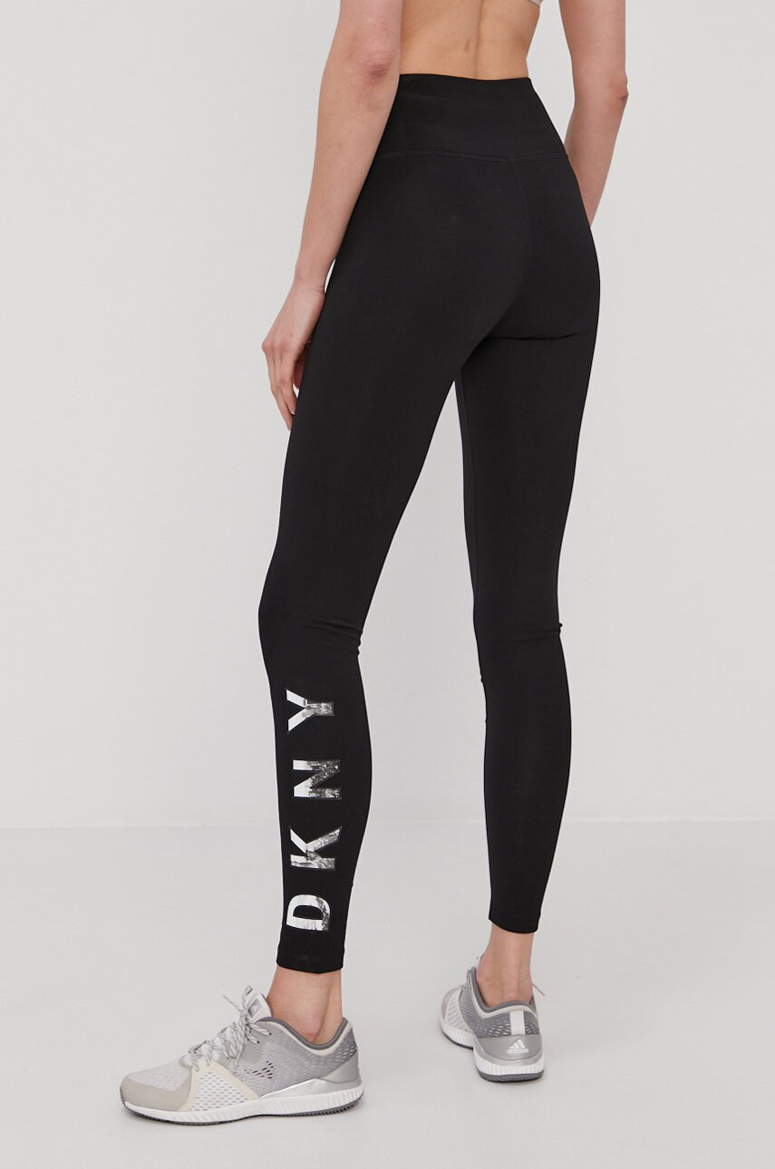 Легінси Dkny жіночі колір чорний з принтом