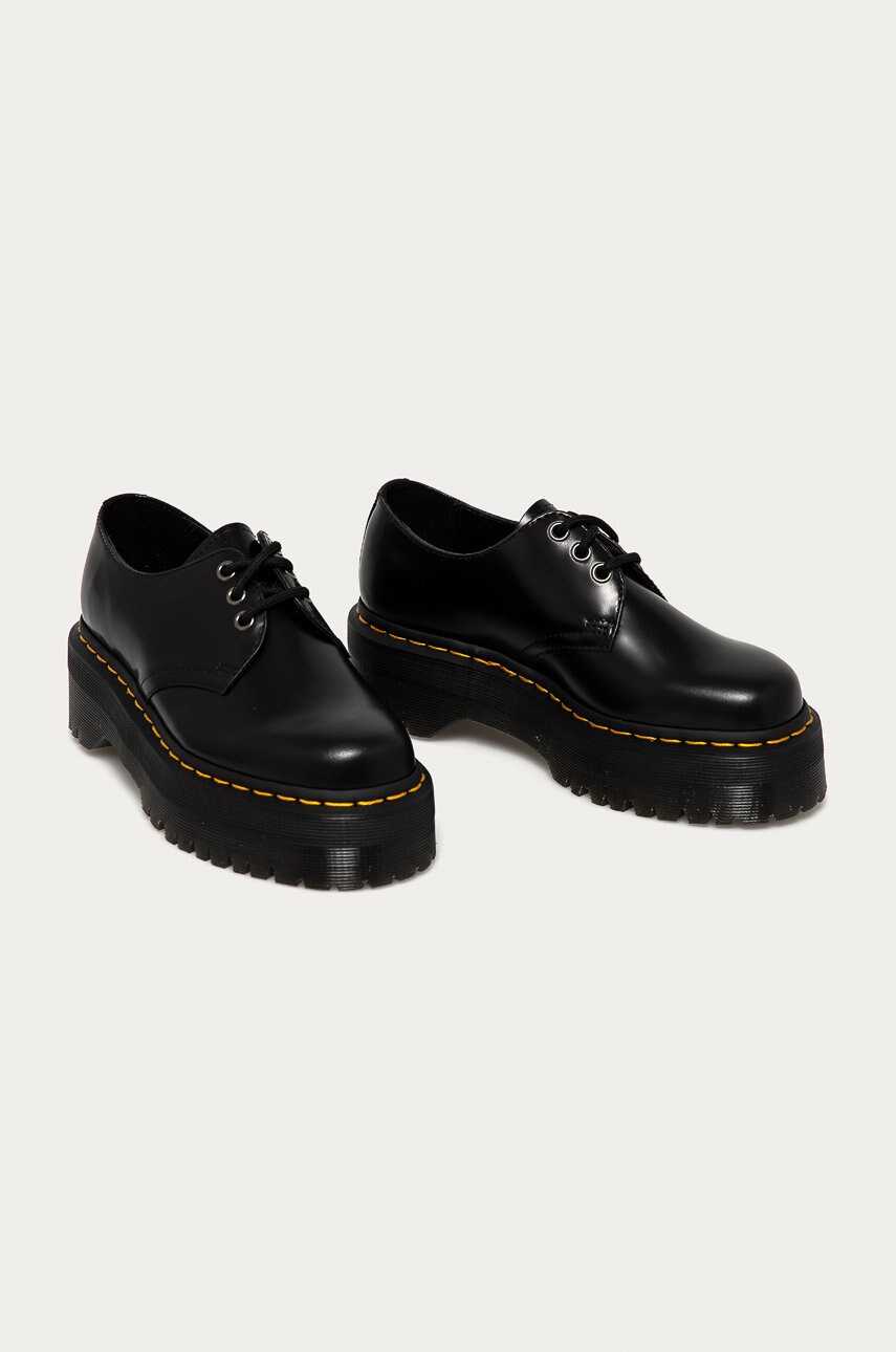 Шкіряні туфлі Dr. Martens 1461 Quad жіночі колір чорний на платформі