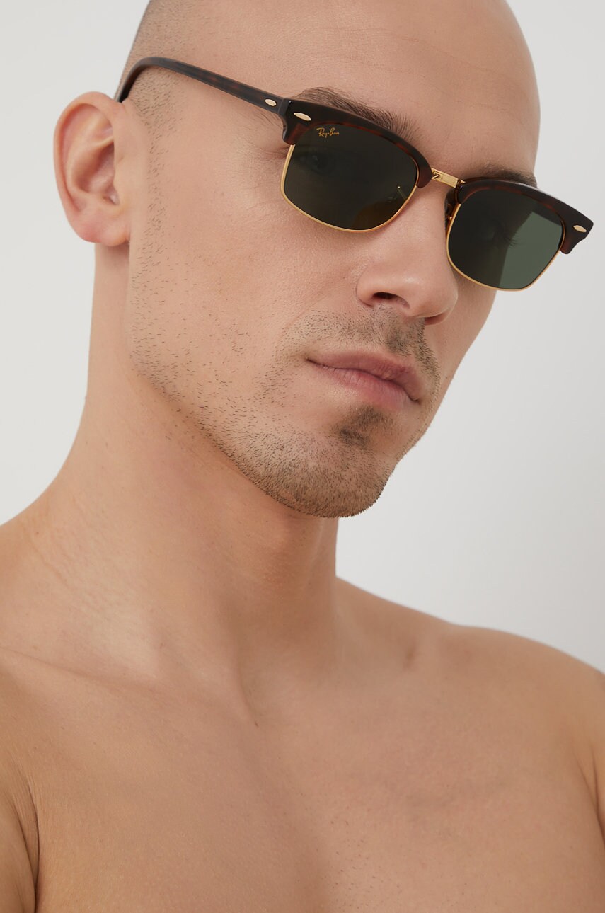 Сонцезахисні окуляри Ray-Ban CLUBMASTER SQUARE колір коричневий