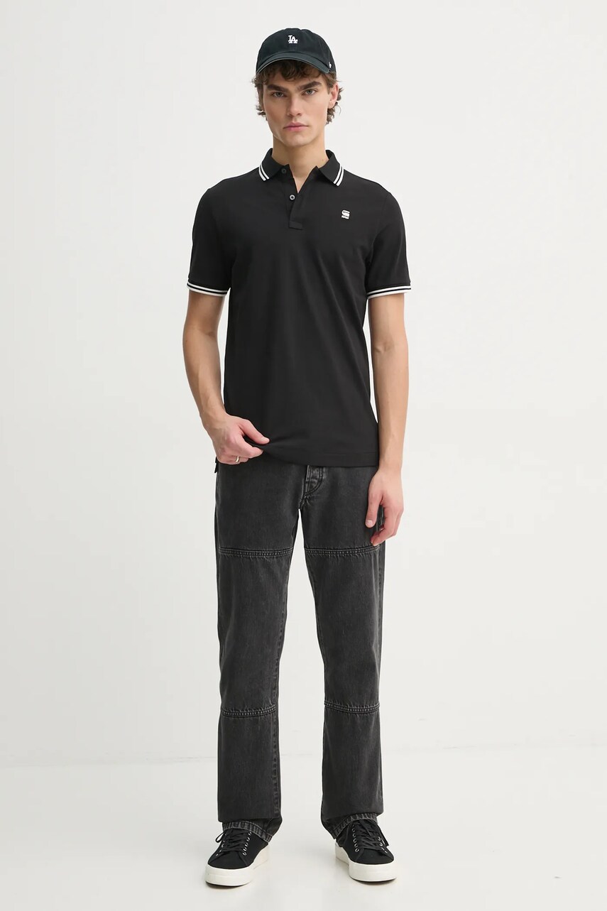 Поло G-Star Raw чоловічий колір чорний однотонний