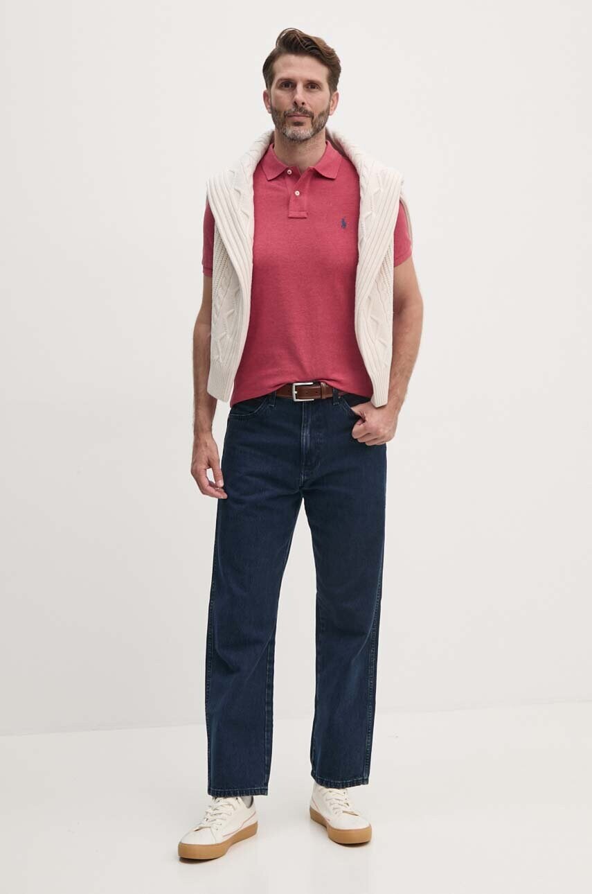 Бавовняне поло Polo Ralph Lauren колір червоний однотонне 710536856