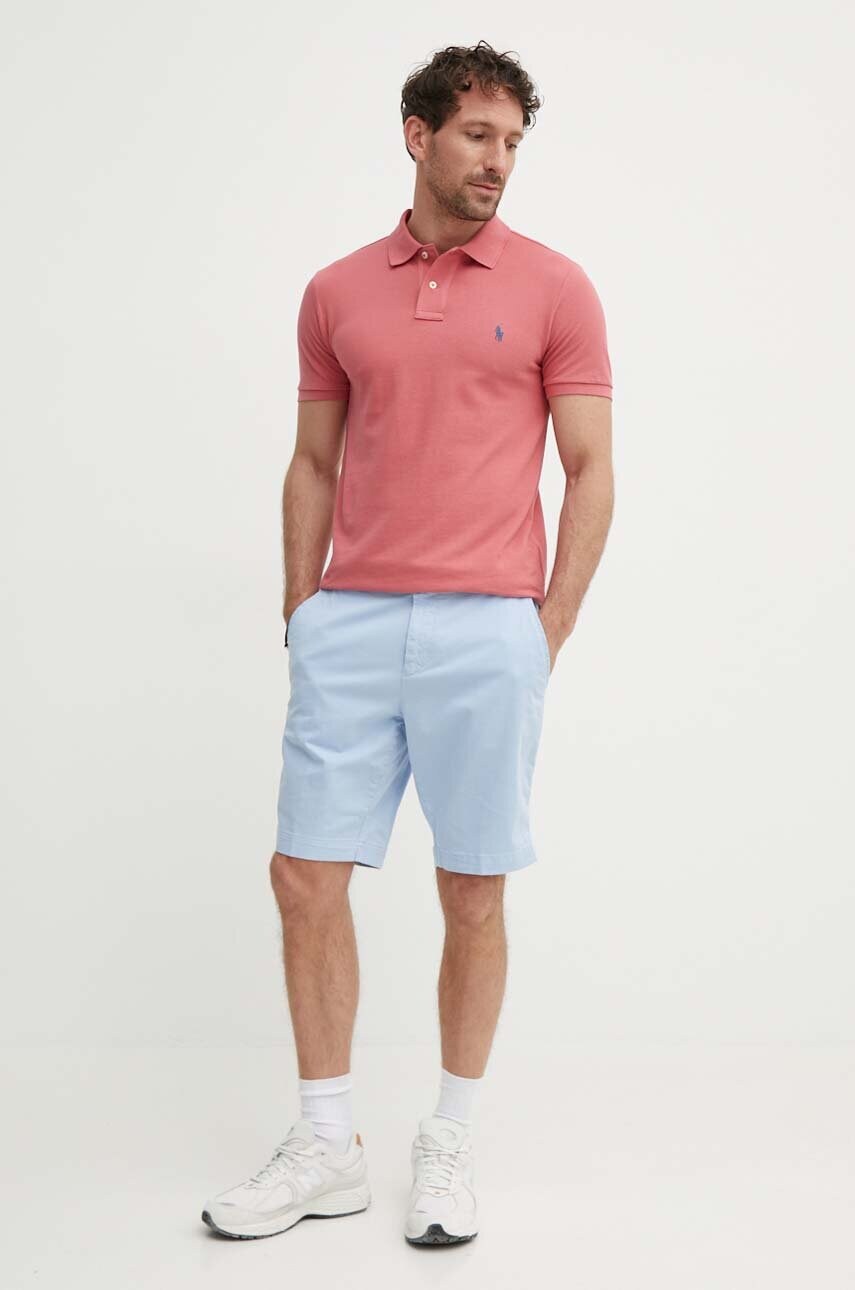 Бавовняне поло Polo Ralph Lauren колір рожевий однотонне 710536856