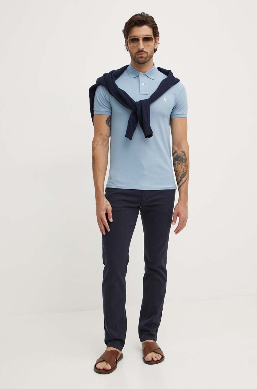 Бавовняне поло Polo Ralph Lauren колір фіолетовий однотонне 710536856