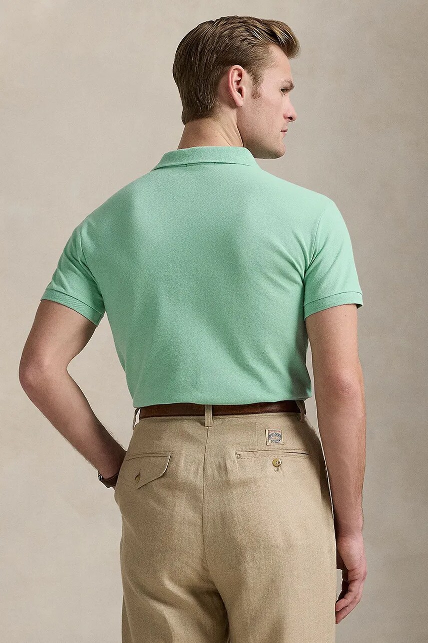 Бавовняне поло Polo Ralph Lauren колір бірюзовий однотонне 710536856