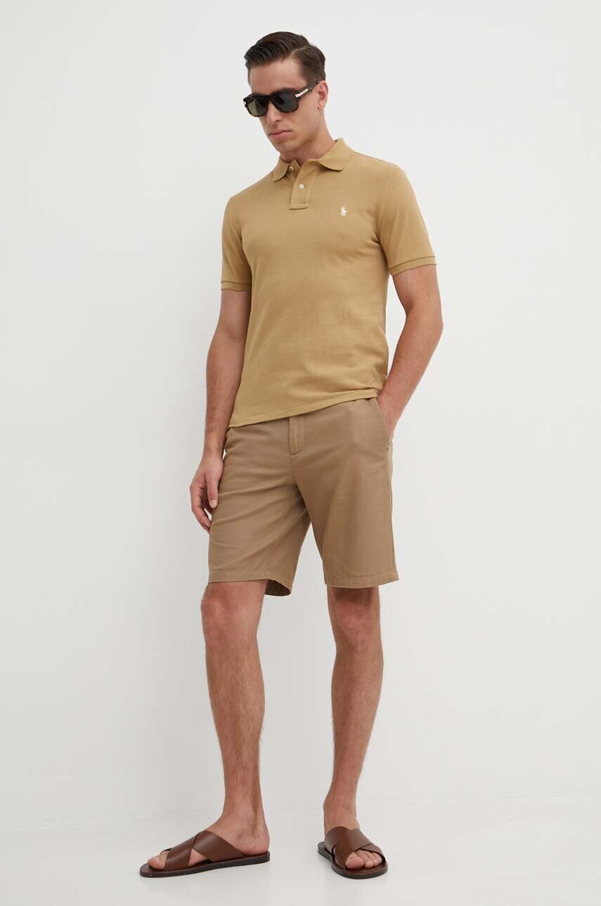 Бавовняне поло Polo Ralph Lauren колір бежевий однотонний