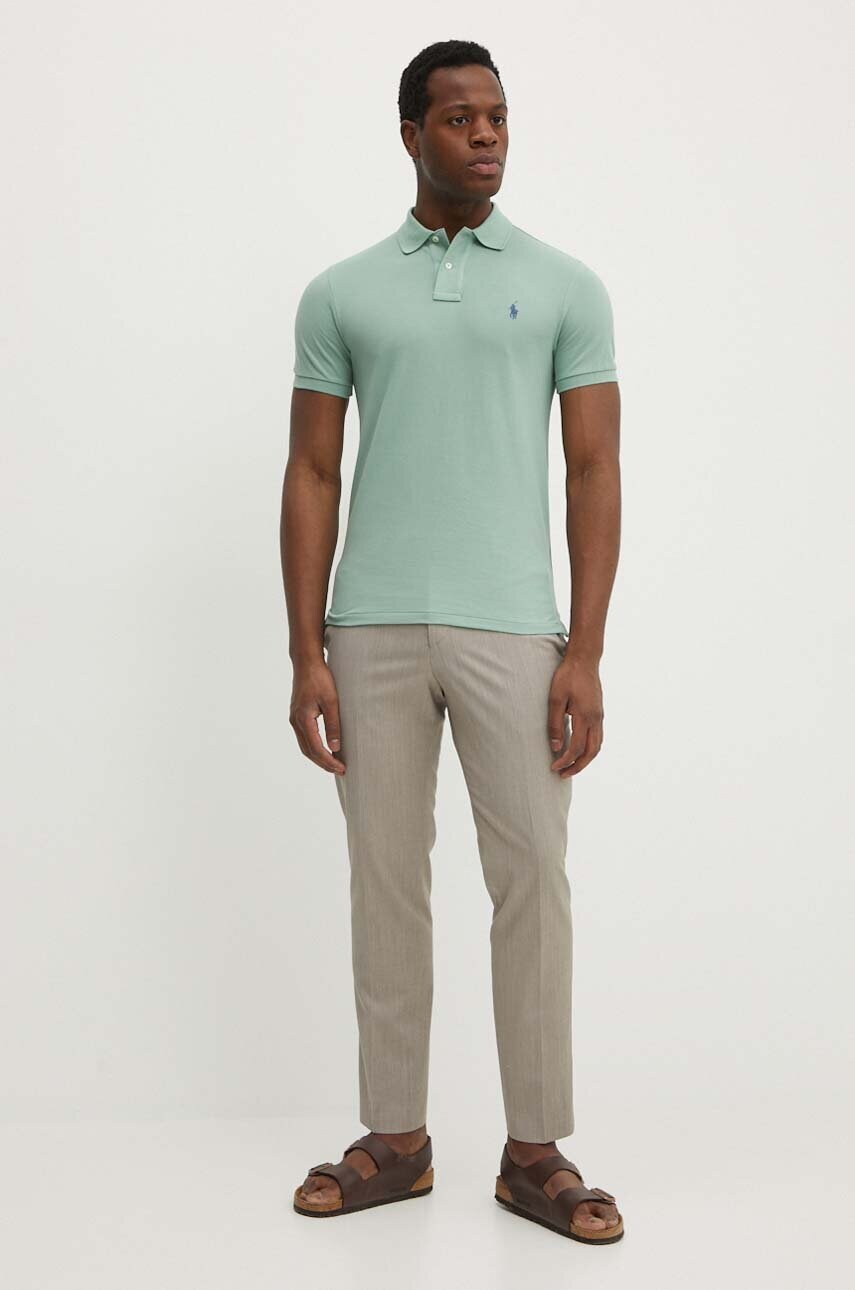 Бавовняне поло Polo Ralph Lauren колір зелений однотонне 710536856