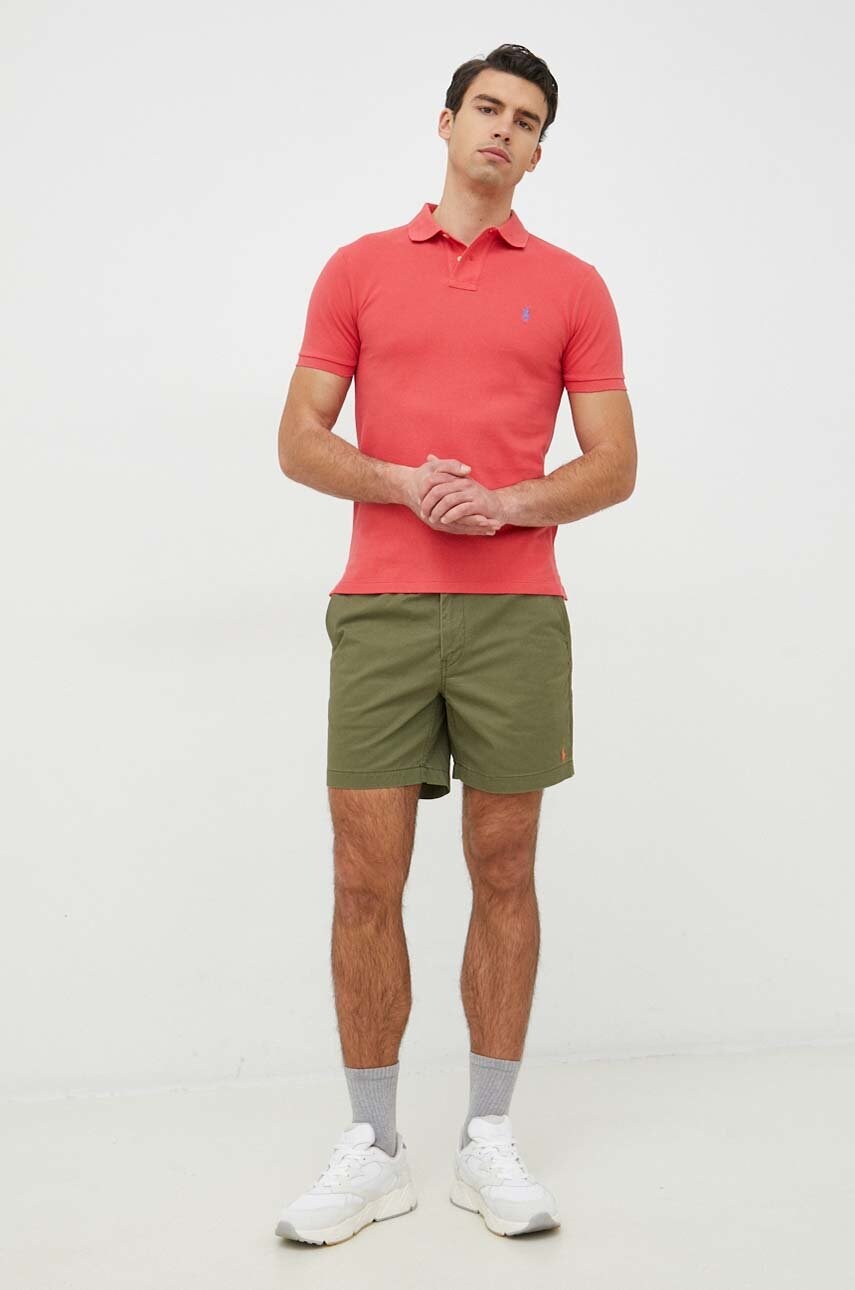 Бавовняне поло Polo Ralph Lauren колір червоний однотонний