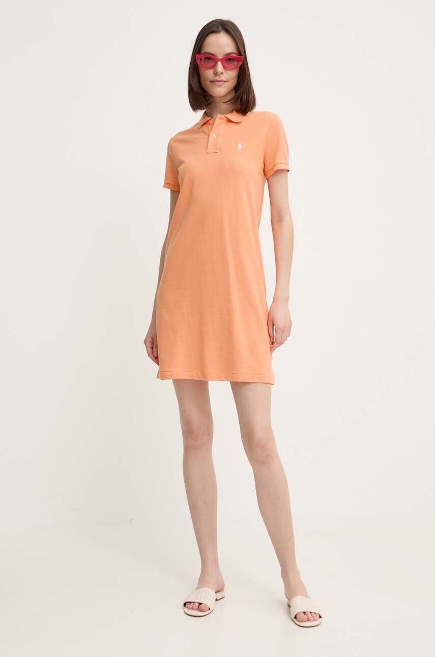 Бавовняна сукня Polo Ralph Lauren колір помаранчевий mini пряма 211799490016