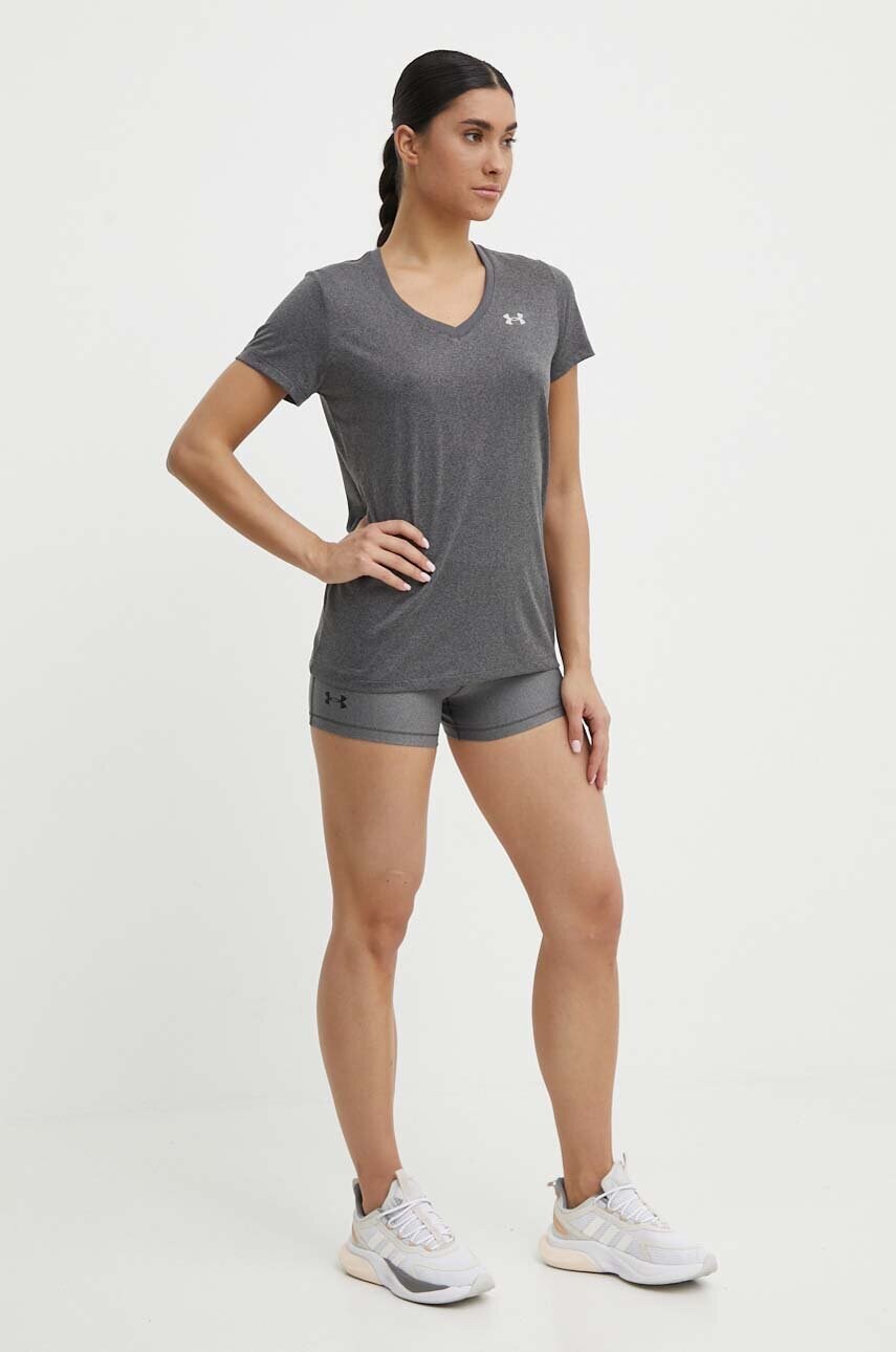 Шорти Under Armour жіночі колір сірий однотонні висока посадка