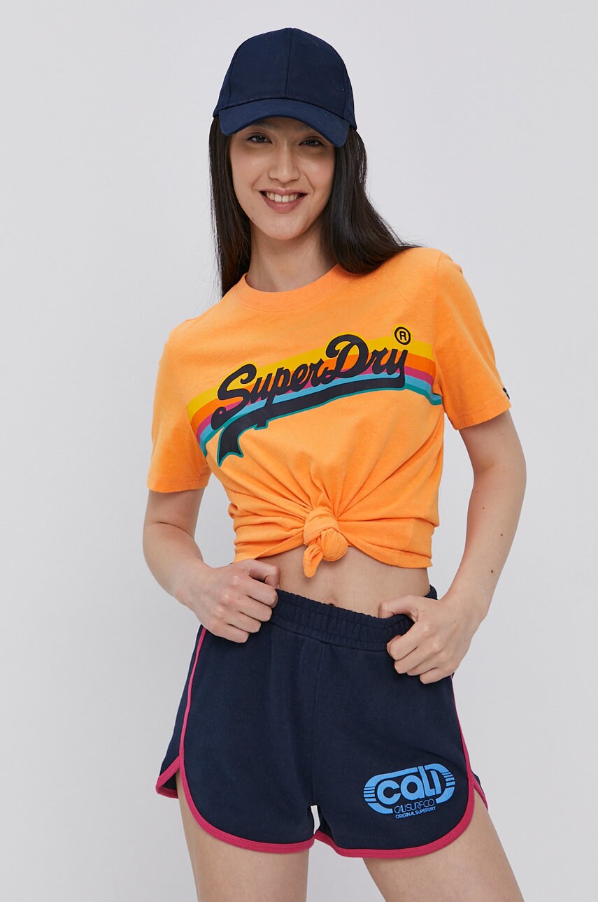 Шорти Superdry жіночі колір синій гладкі