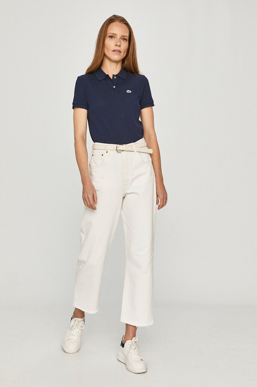 Бавовняна футболка Lacoste колір синій з коміром PF7839-001