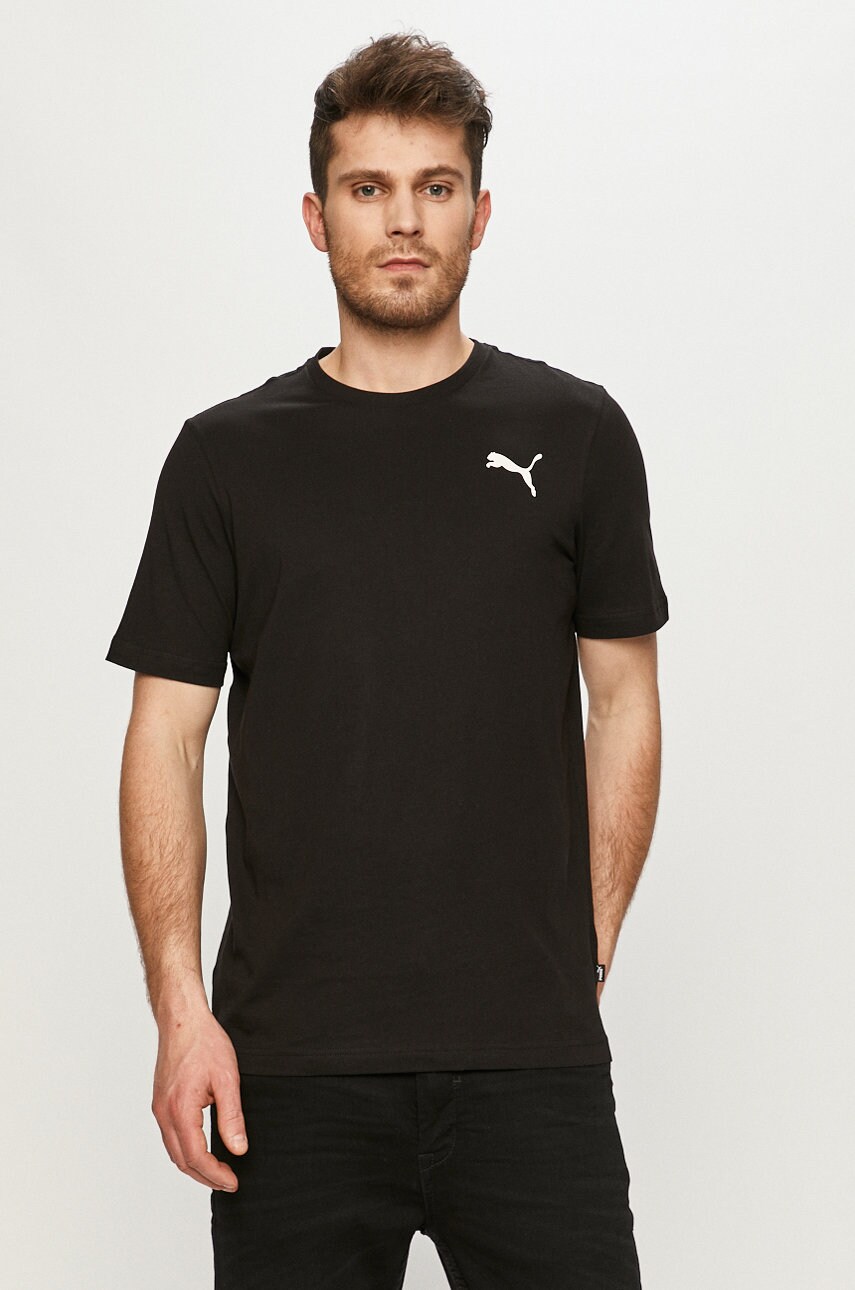 Бавовняна футболка Puma чоловічий колір чорний однотонний
