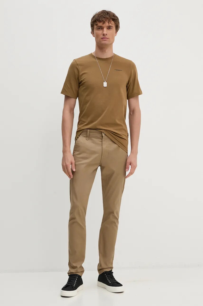 Футболка G-Star Raw чоловічий колір коричневий однотонний