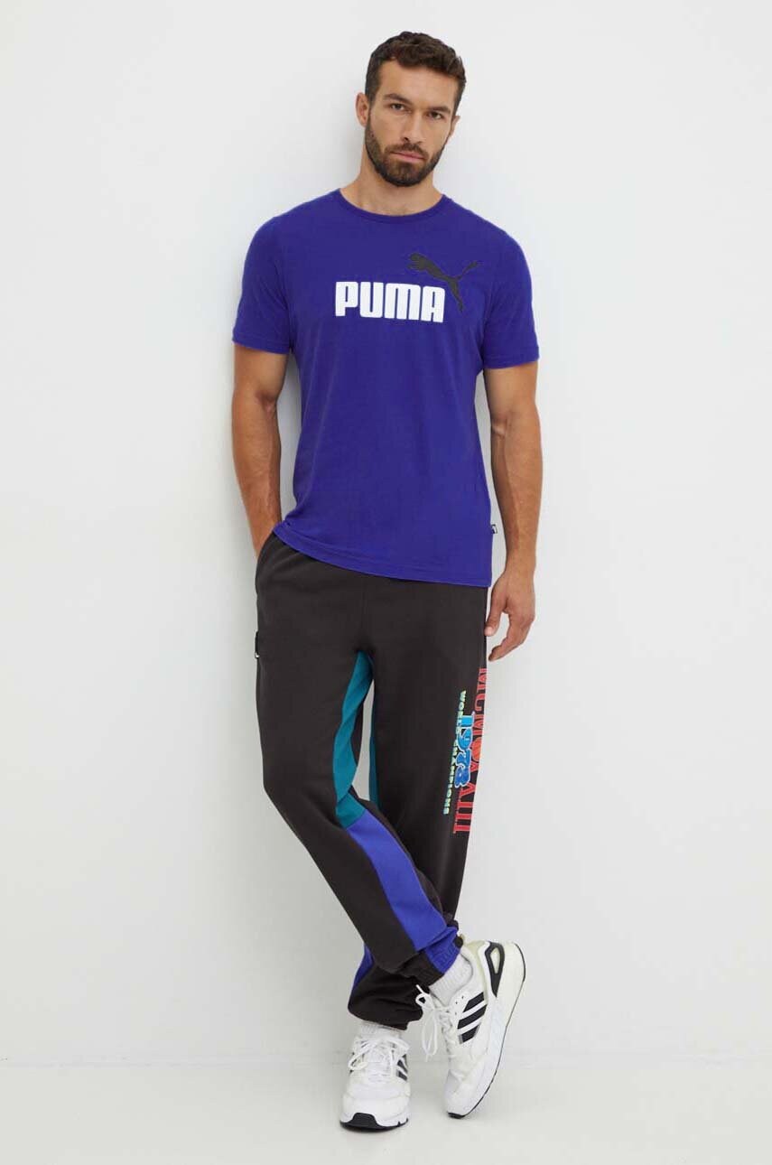 Футболка Puma чоловічий колір синій з принтом